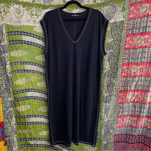 Zara Basic Black Oversized Shift Dress Size Large - Picture 1 of 10